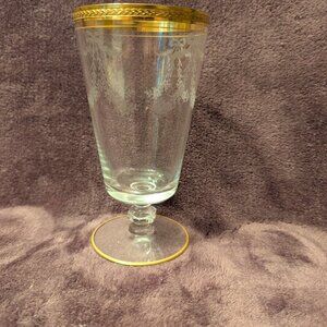 Vintage~TIFFIN-FRANCISCAN~Bouquet Etched Gold Rimmed Iced Tea Goblets-Set of 4